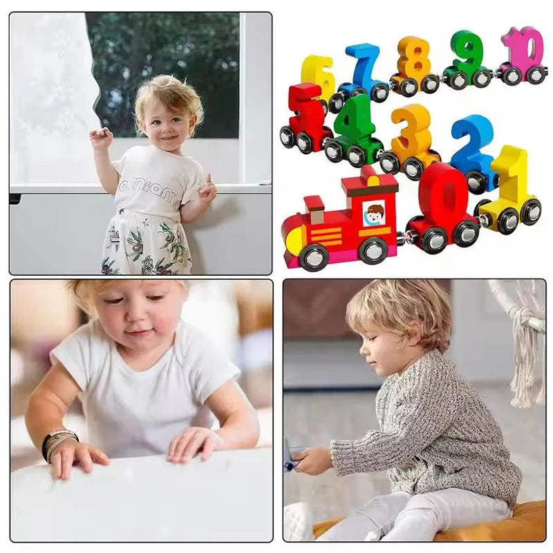 Ensemble de Train pour tout-petits, Puzzle de Train numérique magnétique, ensemble de Train en bois pour tout-petits, trains numériques, activités d'apprentissage éducatives