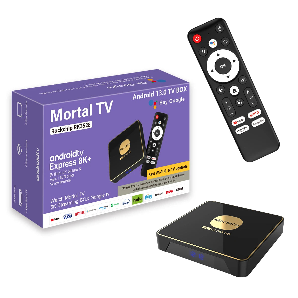 Boîtier Smart TV android 13, wi-fi 6, lecteur multimédia en Streaming 4K HDR10, Rockchip3528, 4 go 64 go, grande mémoire, Bluetooth, Chromecast TV Box T3