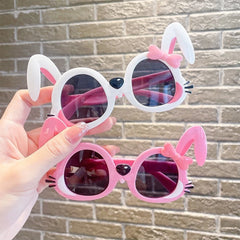 Nouvelles lunettes de soleil en forme de petit lapin pour filles, lunettes de soleil pour enfants de dessin animé étranger, photo de bébé, lunettes de soleil super mignonnes