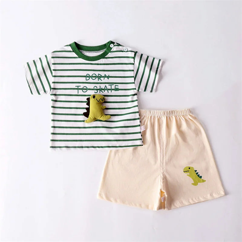 Ensemble de vêtements pour enfants bébé garçon/fille T-Shirt + short vêtements d'été coton dessin animé décontracté garçons survêtement enfants ensemble de vêtements pour bébé