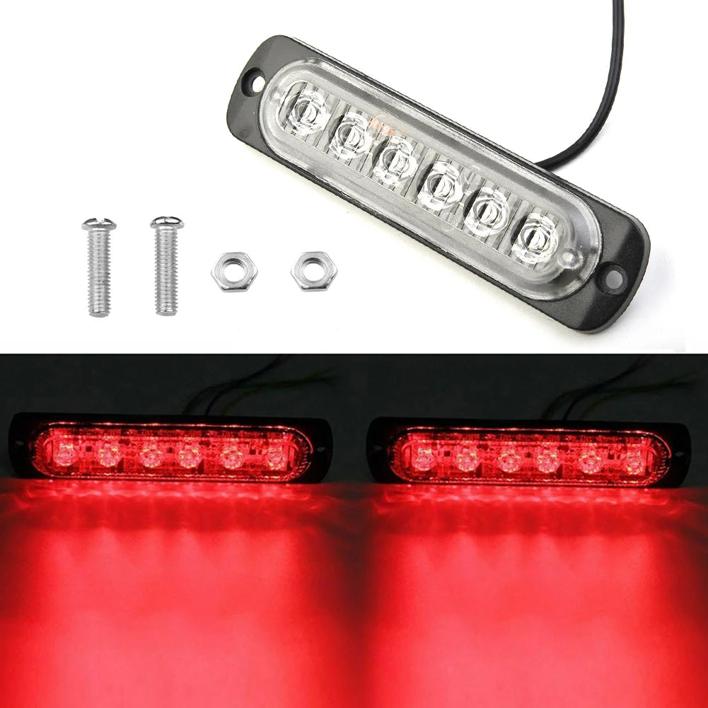 6LED voiture LED lampe de travail DC 12-24V 18W rouge voiture camion sécurité urgente toujours lumineux lampe de travail antibrouillard accessoires de voiture