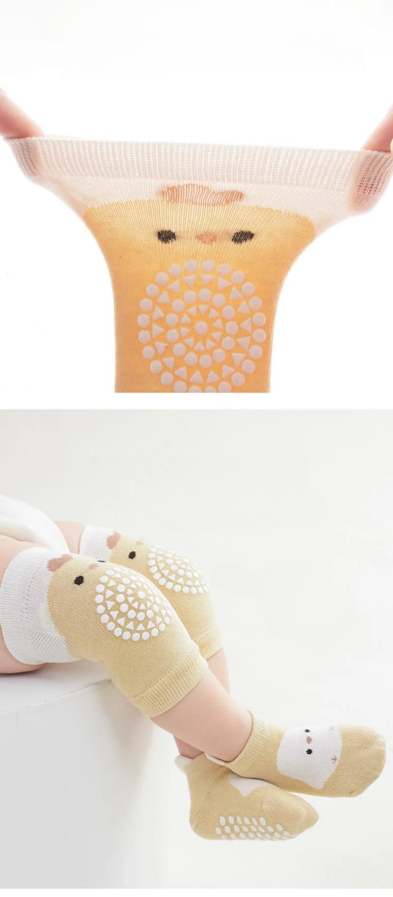 Ensemble de genouillères et de chaussettes de sol pour bébé, coussin non ald inoling, protecteur de chaussettes pour tout-petits, genouillère de sécurité, fille et garçon, 2 pièces