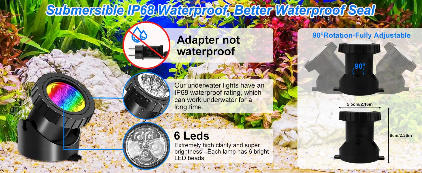 2/3/8/10 LED lumières étanche IP68 fontaine sous-marine étang Spot lumière paysage projecteur pour jardin APP télécommande