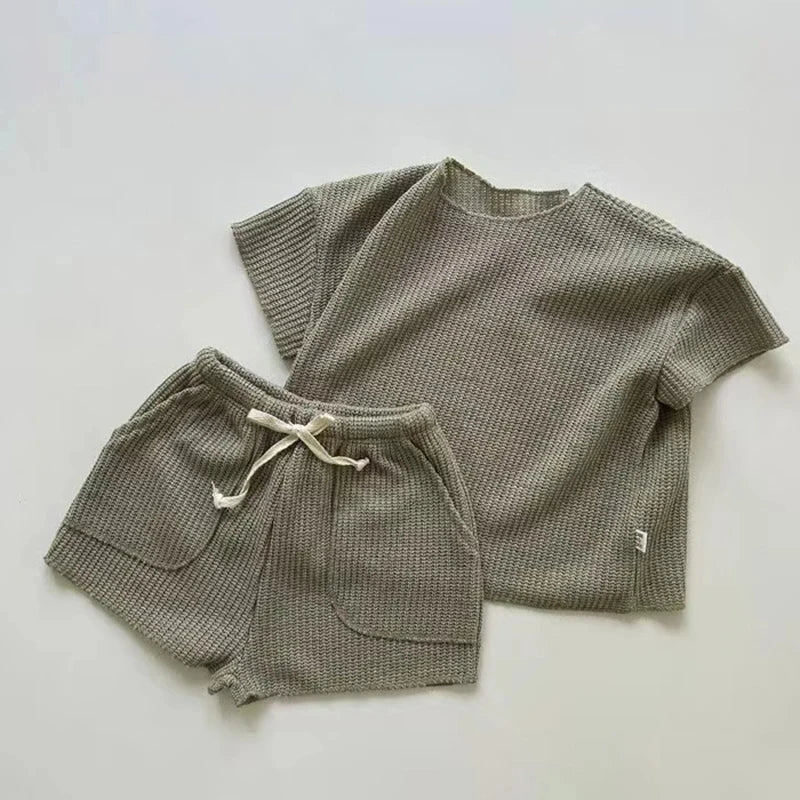 Ensemble de vêtements pour enfants, t-shirt + short pour nouveau-né, ensemble de jogging décontracté, 2 pièces, pour garçons et filles, nouvelle collection printemps été