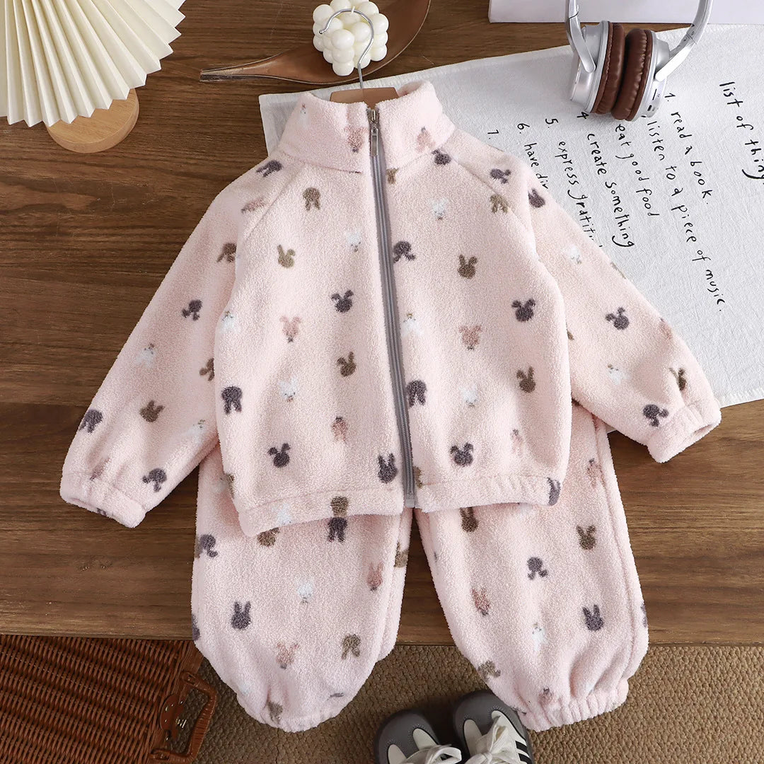 Ensemble épais en velours pour bébés, vêtements de maison pour enfants, dessin animé, secouant et brossé, automne et hiver