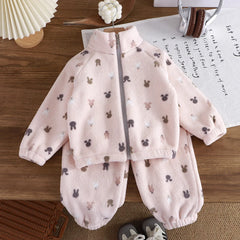 Ensemble épais en velours pour bébés, vêtements de maison pour enfants, dessin animé, secouant et brossé, automne et hiver