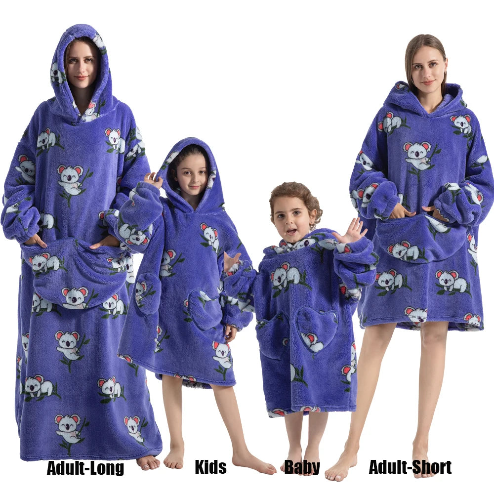 Sweat-shirt à capuche d'hiver pour femmes et hommes, pull polaire géant TV, couverture surdimensionnée avec manches, vêtements citrouille d'halloween pour adultes