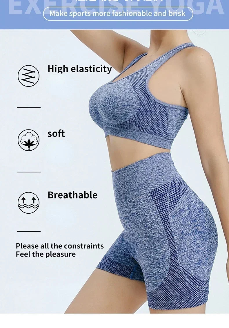 Ensemble de Yoga Shorts de gymnastique femmes Sport soutiens-gorge brassière hauts d'entraînement pour femmes vêtements de Yoga Fitness Leggings ensemble de gymnastique ensembles de Yoga sans couture