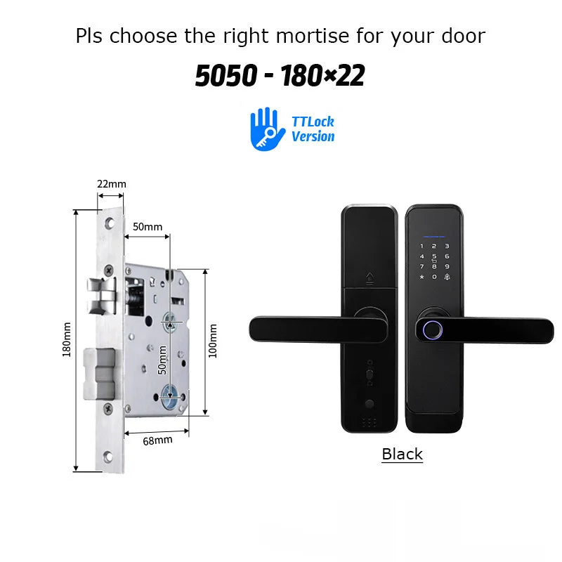 Serrure à empreintes digitales, étanche, Wifi, télécommande, Bluetooth, TTLock, carte d'application, Code numérique, serrure de porte intelligente électronique sans clé