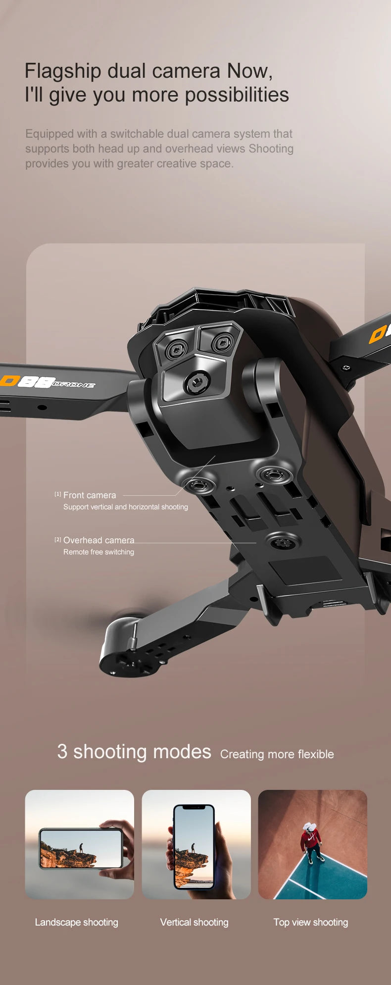 Xiaomi D88 Drone HD 8K double caméra photographie aérienne professionnelle flux optique vol stationnaire geste tir pliable quadrirotor ﻿