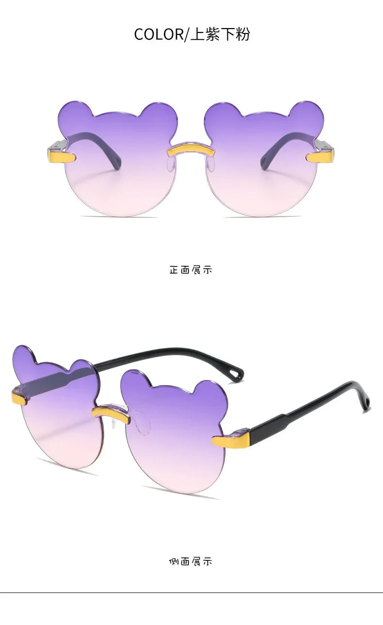 Lunettes de soleil pour enfants en forme d'ours lunettes pour enfants dessin animé sans monture UV400 lunettes pour enfants en plein air Anti-éblouissement filles garçons lunettes de soleil