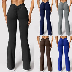 Pantalon évasé de Yoga Sexy pour femmes, taille haute, coupe en V, Push-Up, fesses, Fitness, ajustement confortable, Gym, course à pied, mode Slim