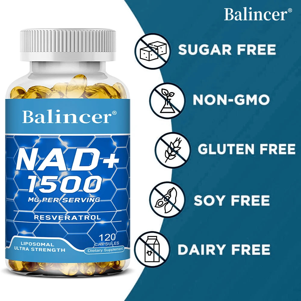 NAD + suppléments, avec résvératrol, supplément énergétique naturelle, supporte la santé cellulaire, anti-âge, améliore l'immunité-120 capsules