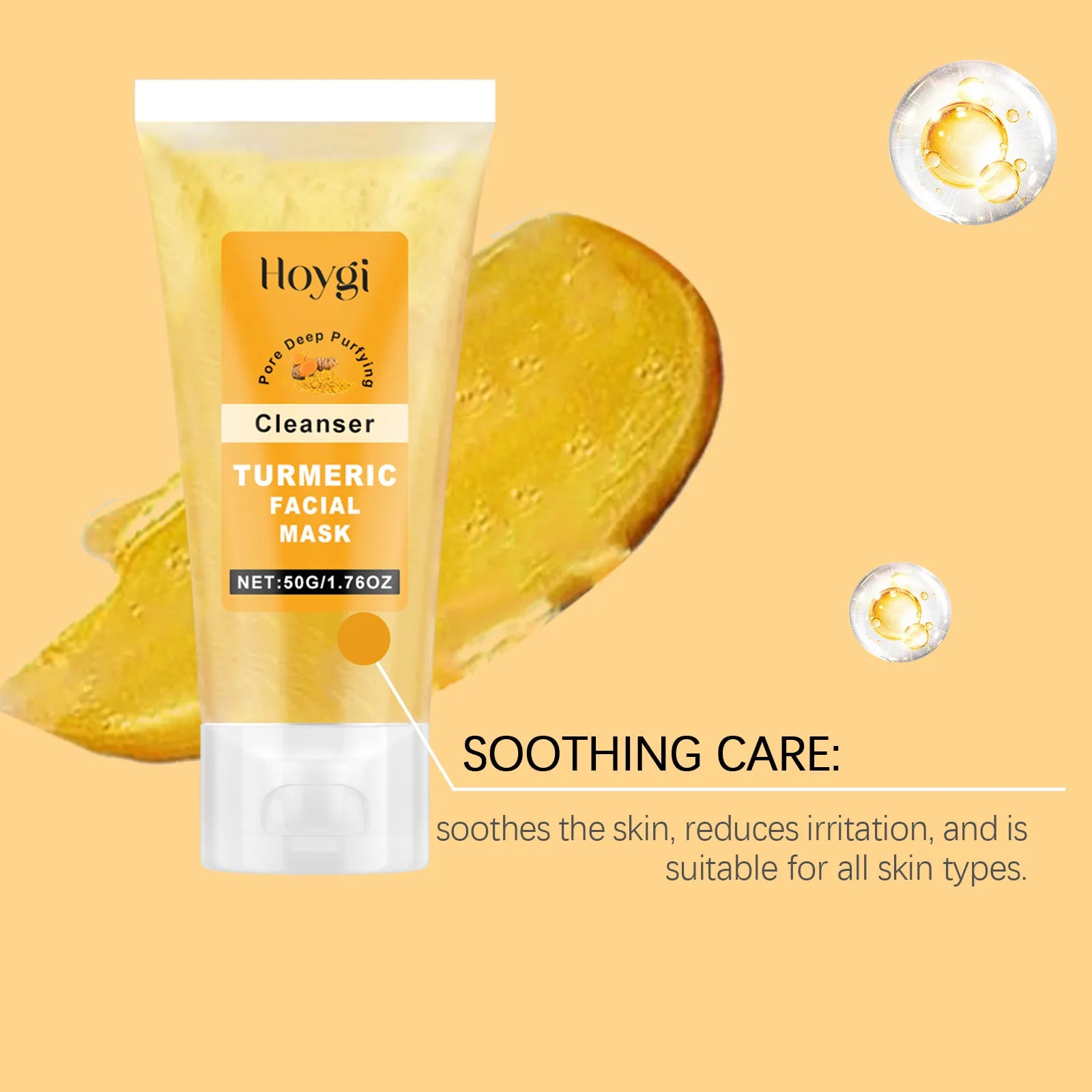 Nettoyant au curcuma, contrôle de l'huile, élimination des taches foncées, Anti-acné, nettoyage en profondeur, rétrécissement des pores, crème hydratante à la vitamine C