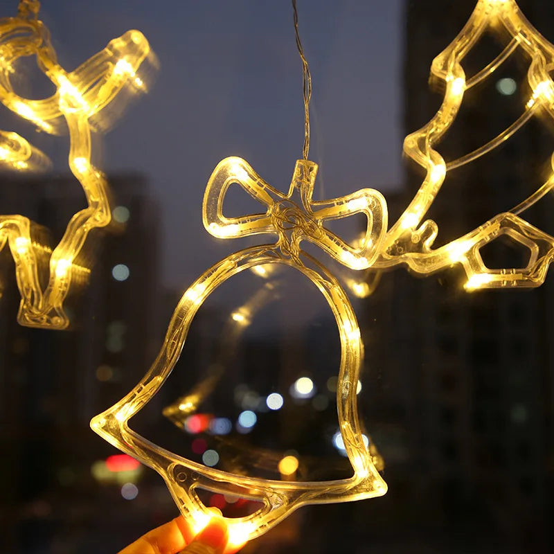 Lumières LED de Noël pour la décoration de la chambre à coucher, ornements de la maison, fenêtre, verre, batterie chaude