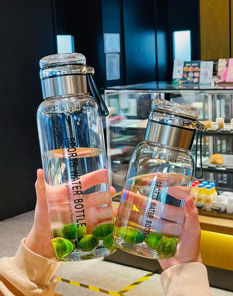 Bouteille d'eau en verre de grande capacité 2L, tasse transparente pour jus de lait, verres portables étanches pour l'extérieur, bouteille d'eau et de thé en verre 2L