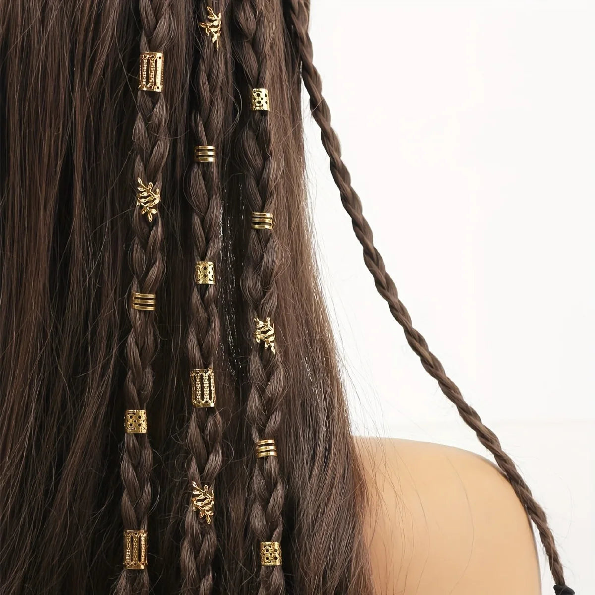 40 pièces/ensemble accessoires de cheveux Loc bijoux de cheveux pour tresses style de cheveux bricolage anneaux de cheveux creux en métal pour diverses décorations/accessoires