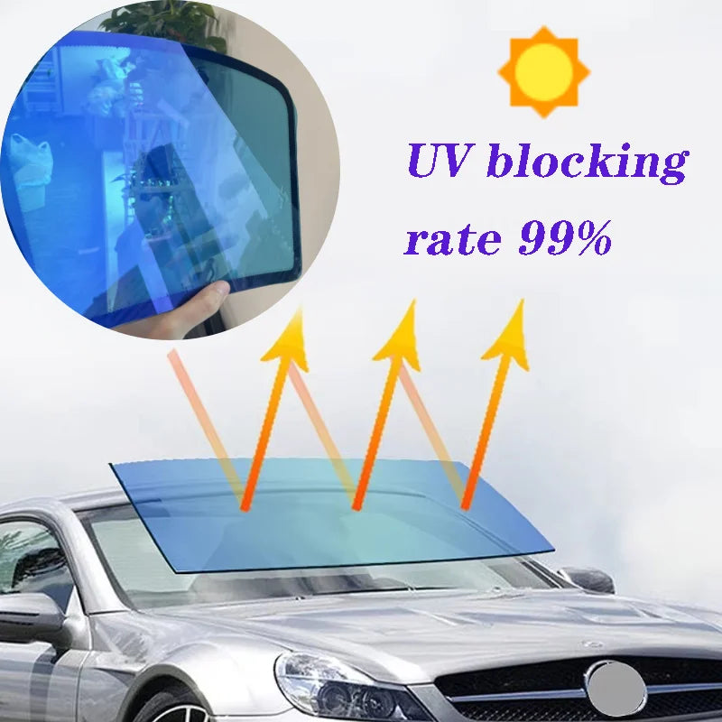 Film caméléon bleu 50/76/100cm, largeur 50/76/100cm, pour vitres de voiture, teinte Chanage, autocollant en verre, feuilles de protection décoratives solaires