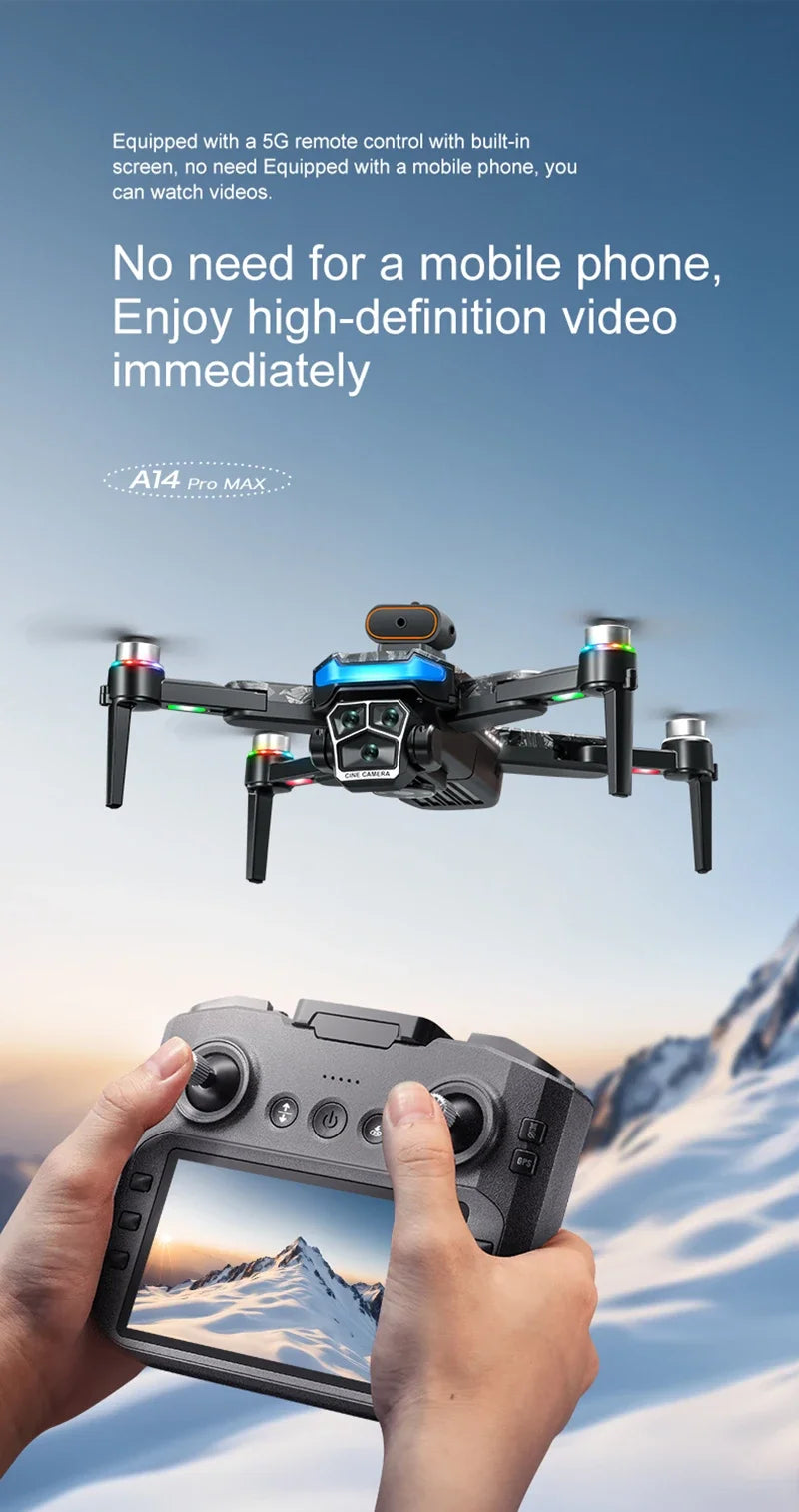 Xiaomi A14 ProMax Drone, Brushless Motor, 8K HD, Three Cameras, GPS, Optical Flow, Obstacle Avoidance, Foldable Quadcopter Drone Toy