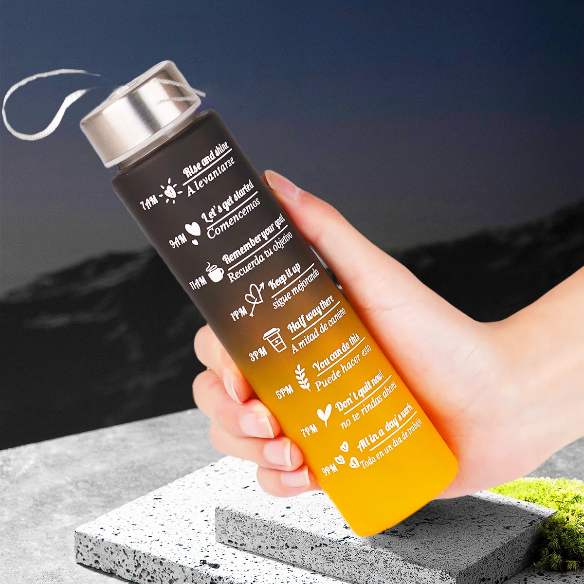 Bouteille d'eau de 300ml sans BPA, anti-fuite, bouteilles de boisson de haute qualité avec marqueur de temps, Fitness, sport, réutilisable en plein air