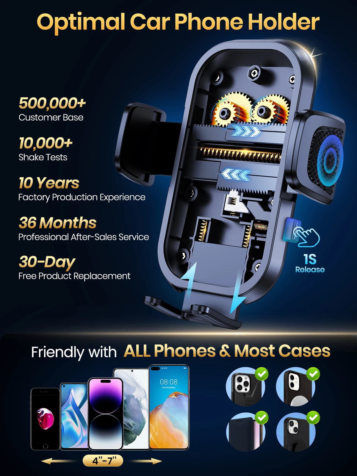 TOPK Support Téléphone Voiture,  Porte Téléphone Rotatif à 360 Degrés pour Grille D'aération de Voiture GPS pour Smartphone iPhone Android