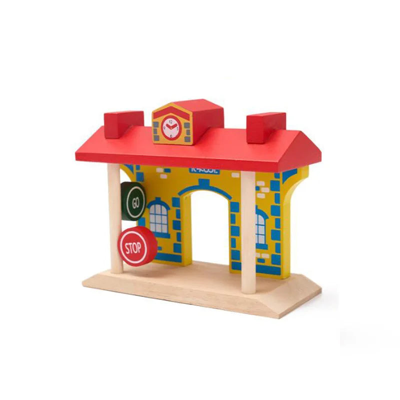 Jouets pour tout-petits, Train en bois, accessoires de voie ferrée, Barricade, scène de piste de plate-forme, jouets Puzzle pour garçons et filles