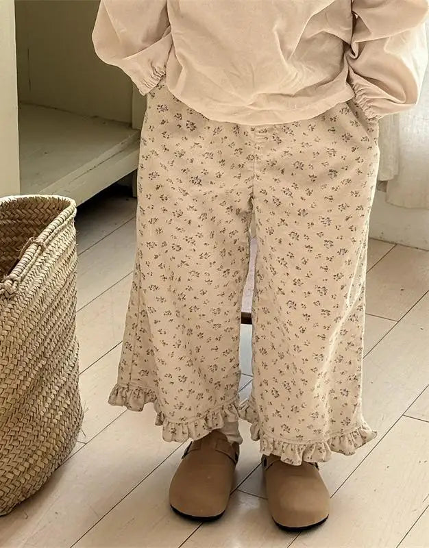 Pantalon sarouel en coton pour filles, vêtements décontractés pour enfants, pantalon en velours côtelé pour tout-petits, longueur rinçage, printemps, nouveau, 2025