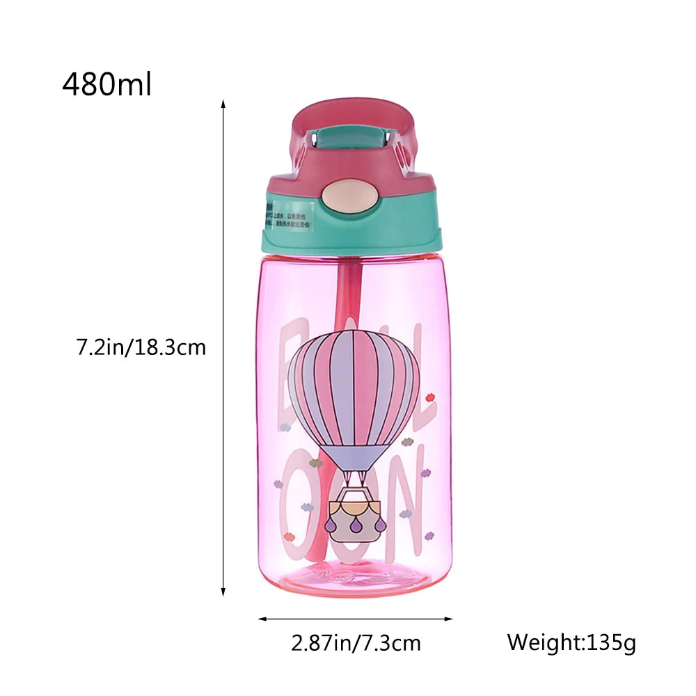 Bouteilles d'eau pour enfants de 480Ml, gobelets d'alimentation créatifs de dessin animé avec pailles et couvercles, anti-déversement, portables pour tout-petits