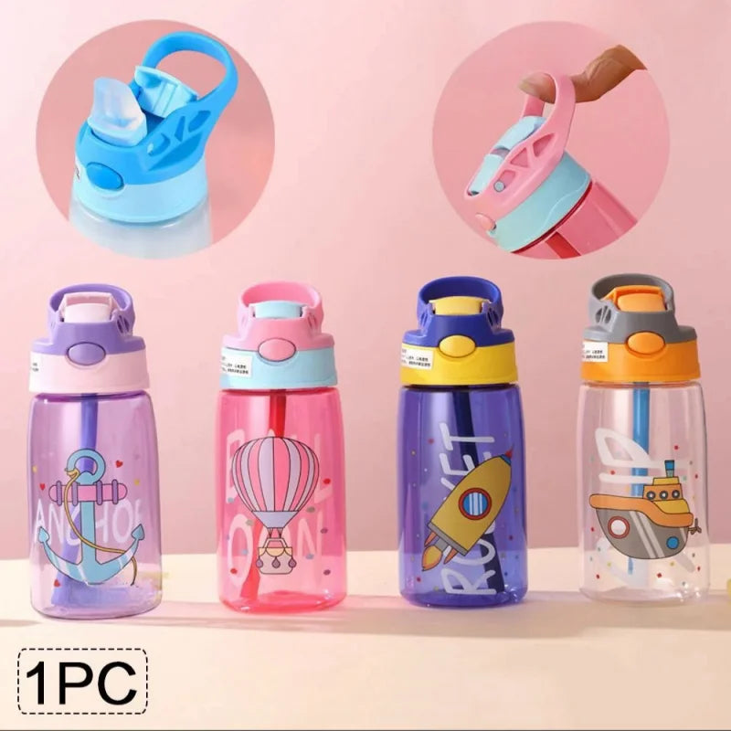 Bouteille d'eau portable avec paille et poignée pour enfants, gobelet pour enfants, 1PC