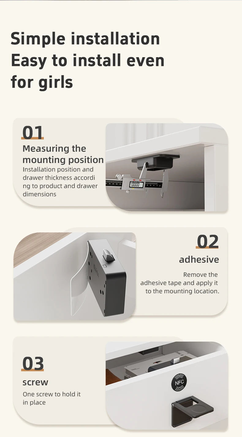 Serrure de porte intelligente en bois, serrure électronique Invisible, carte RFID, déverrouillage NFC, boîte aux lettres sans clé, casier, tiroir de meubles, serrures intelligentes