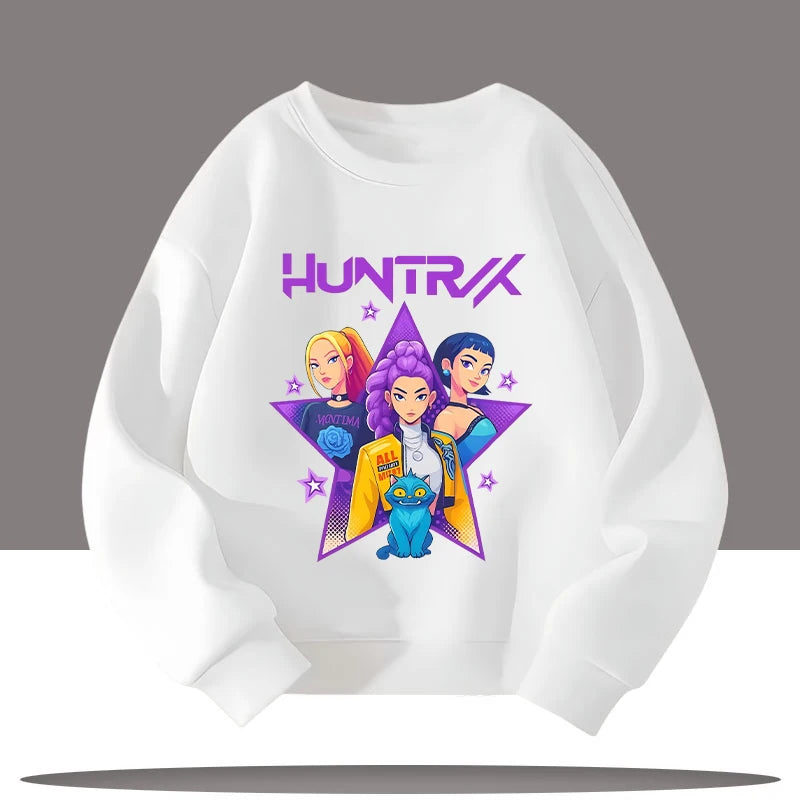 Vêtements pour enfants K-pop chasseurs de démons dessin animé imprimé 3-12 ans nouveau Style enfants col rond Sport chemise mignon fille haut décontracté