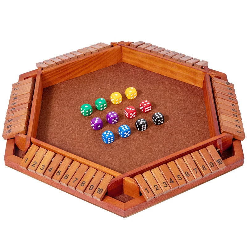 Six-sided flipping game, wooden number game, dice game in a box - parent-child board game, bar party game, leisure game