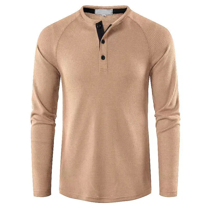 Nouveaux T-Shirts pour hommes pour l'automne et l'hiver, sous-vêtements à manches longues de couleur unie pour hommes européens et américains, chemises Henry pour hommes