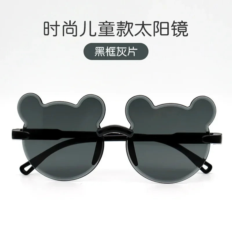 Lunettes de soleil pour enfants en forme d'ours lunettes pour enfants dessin animé sans monture UV400 lunettes pour enfants en plein air Anti-éblouissement filles garçons lunettes de soleil