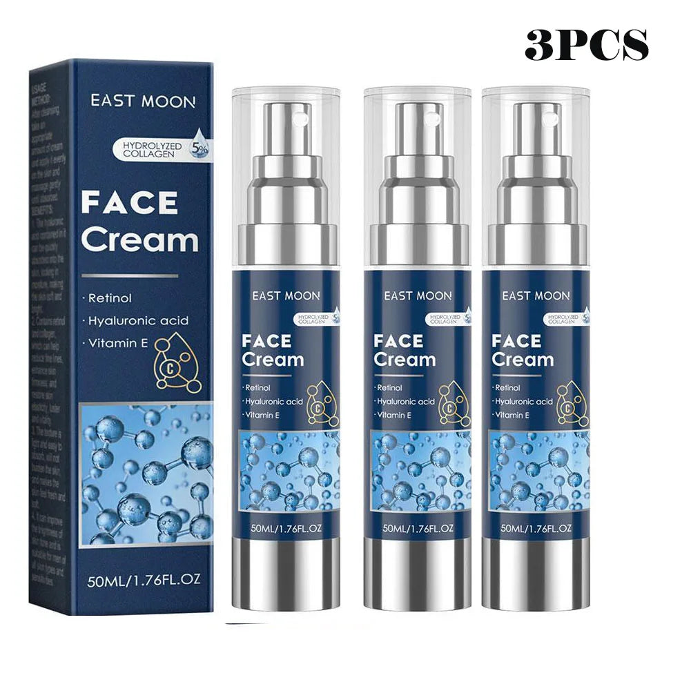 Crème hydratante pour le visage 6 en 1 pour hommes, 50ml, revitalisante, soins pour la peau, particules, avec collagène, Anti-vieillissement et rides