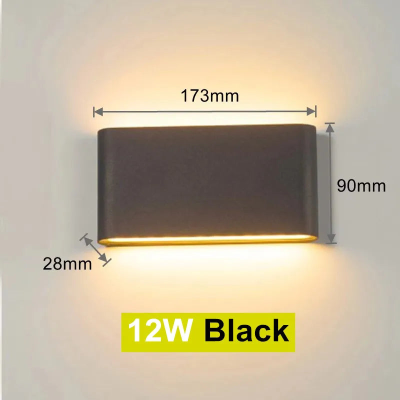 6W 12W mur LED lampe extérieure étanche éclairage de jardin en aluminium AC86-265V intérieur chambre salon escaliers applique murale