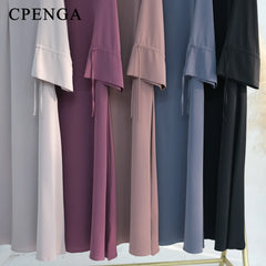 Abaya-Robe de Couleur Unie pour Femme Musulmane, Vêtement d'Église Islamique, Élégant, à la Mode, pour Ramadan Arabe, Dubaï, Turquie, 2025