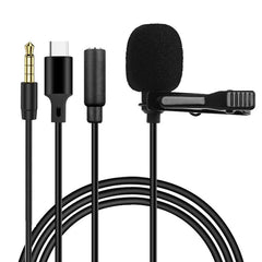 USB Mini Microphone Lavalier Type C pince métallique micro à revers 3.5mm Microphone à condensateur pour PC portable téléphone portable conférence Mike