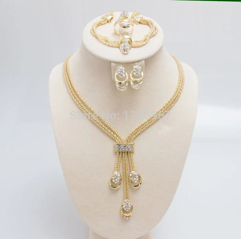 Ensemble de Bijoux en Forme de Carillon pour Femme, Bijoux en Or et Argent, Perles, Collier, Boucles d'Oreilles, Bracelet, Bagues, Livraison Gratuite, Dernière Mode