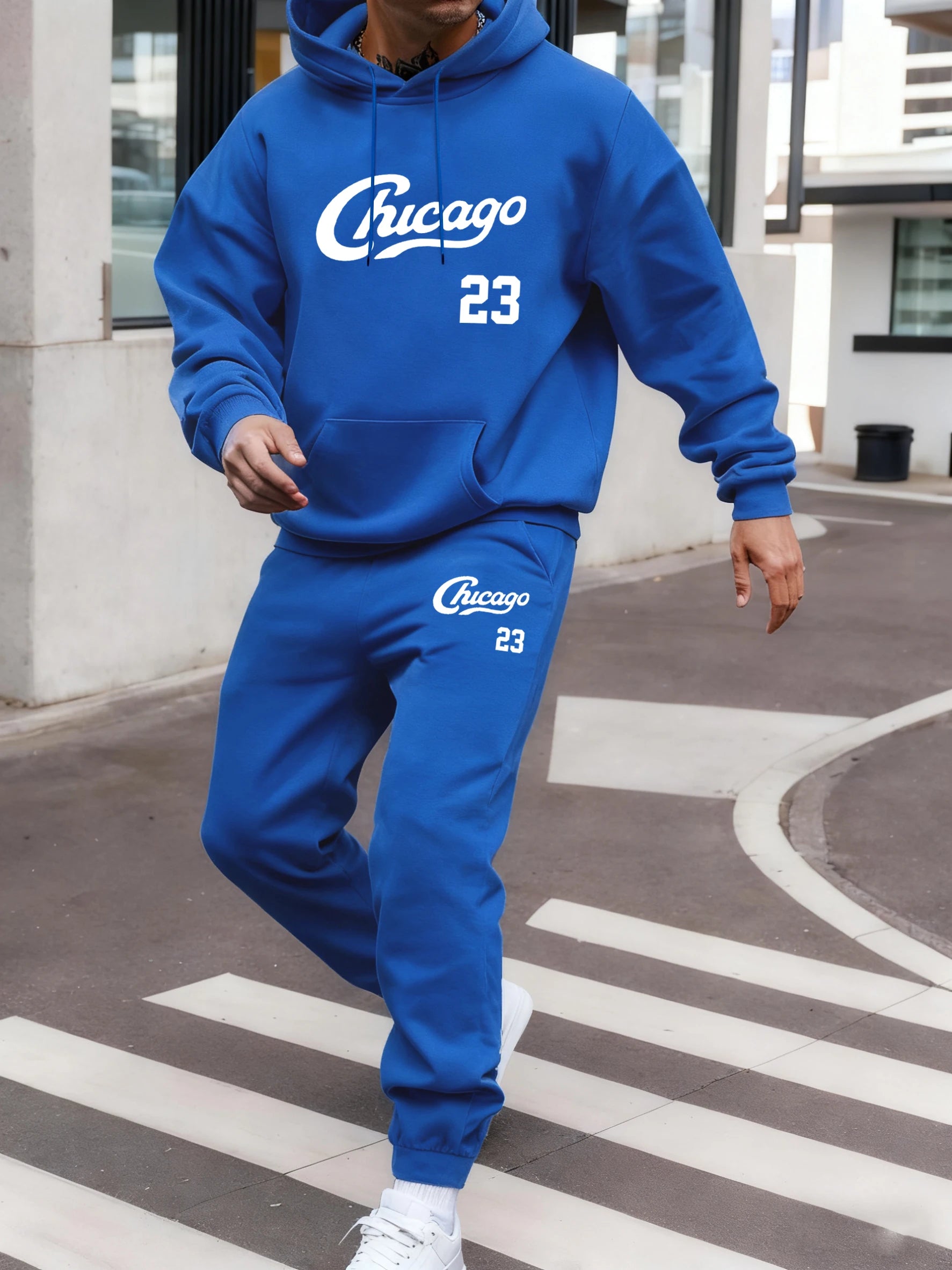 Chicago numéro 23 imprimé ensemble à capuche hommes Sport décontracté sweat poche rue hauts automne polaire pantalons de survêtement tout-Match pantalons confortables
