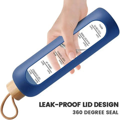 Bouteilles d'eau en verre marquées dans le temps, 32oz, 1l, bouteille de boisson Portable, couvercle en bambou, sans plomb, bouteille de Sport de motivation, manchon en Silicone