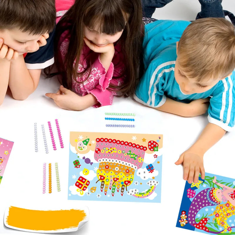 Enfants autocollants faciles à poser jouets bouton/pompon/diamant éducation précoce enfants Puzzle à la main peinture créative 3-6 ans cadeaux TMZ