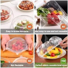 Couvercle alimentaire jetable réutilisable, enveloppe en plastique, couvercles alimentaires élastiques durables pour bols, couvercles d'assiettes élastiques pour sac d'économie de nourriture de cuisine