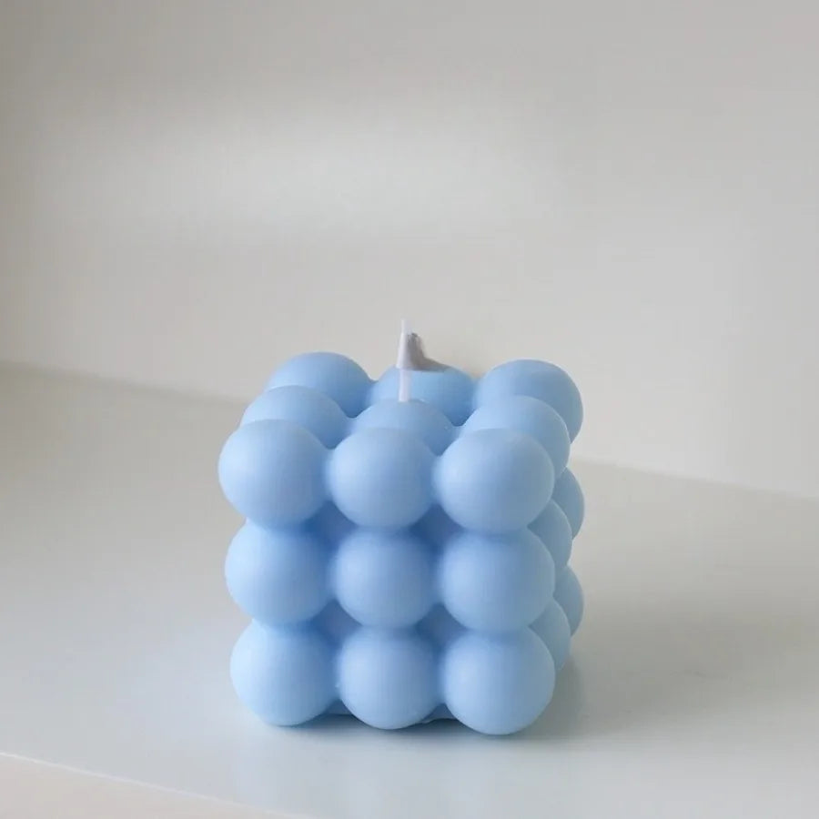 Bougie parfumée en forme de Cube à bulles, 1 pièce, faite à la main, pour aromathérapie, cire de soja, décoration de la maison, bougies pour fête d'anniversaire et de mariage