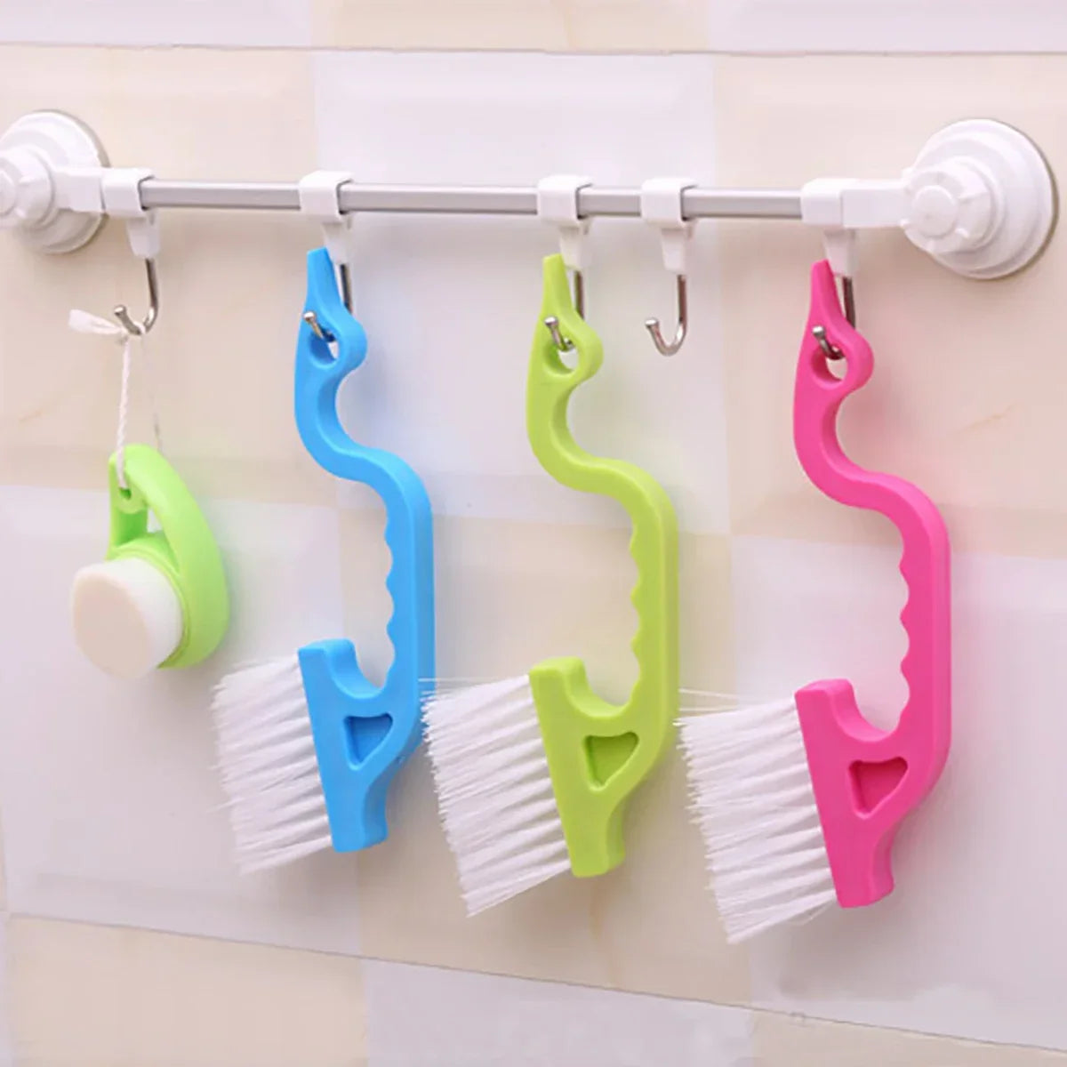 Brosse de nettoyage des espaces de fenêtre 2 en 1 et pelle plate, outil de nettoyage ménager pour cuisine, salle de bain, toilettes