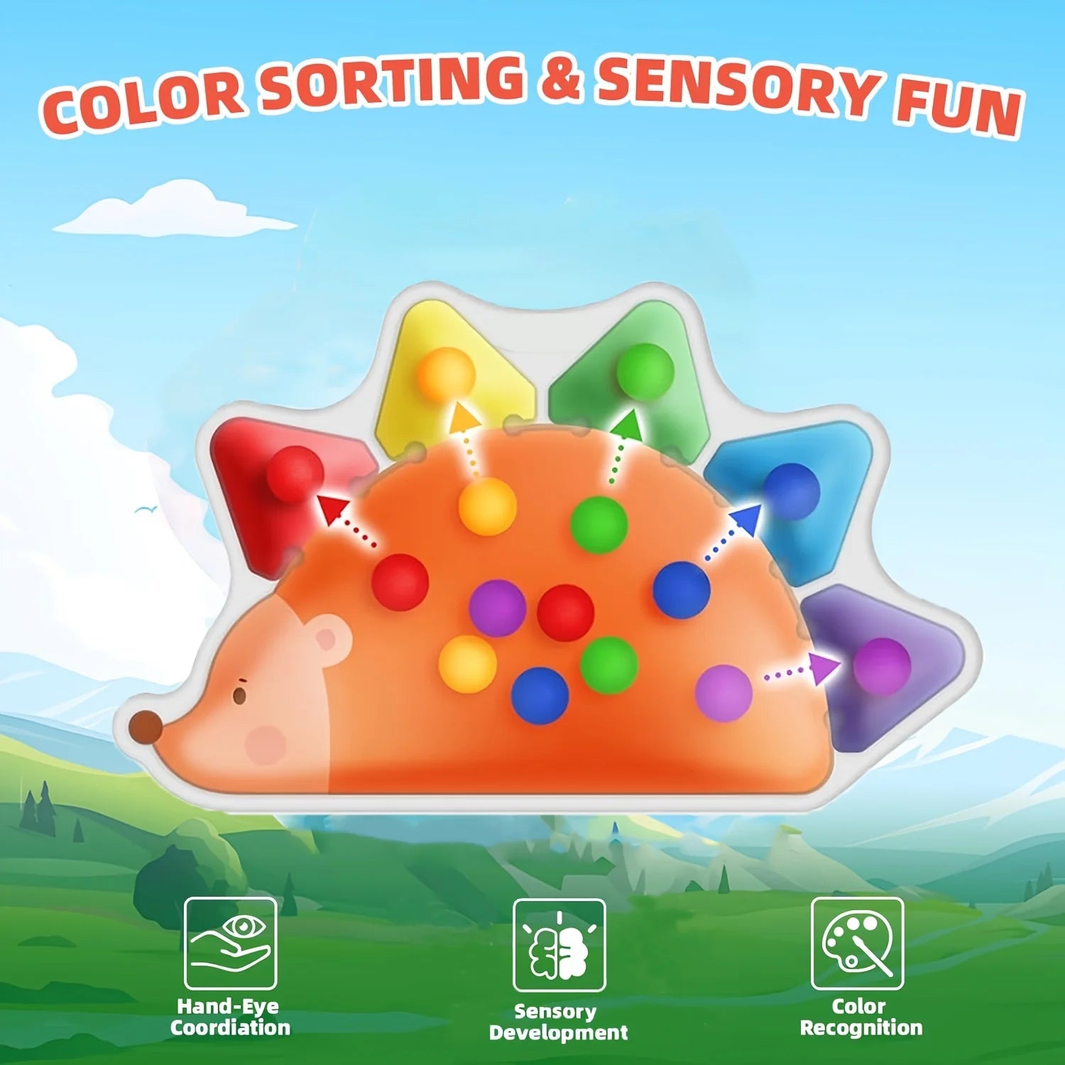 Jouets de tri des couleurs, jouets sensoriels pour les tout-petits, jeux de motricité Fine, jouets d'apprentissage Fidget, jouets hérisson Montessori assortis aux couleurs