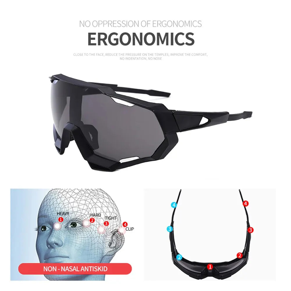 Lunettes de soleil de cyclisme en plein air pour hommes et femmes, lunettes de protection UV400, lunettes de sport coupe-vent, équitation, pêche, course, randonnée