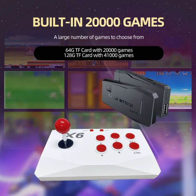 4K HD Arcade Video Game Console, Retro Gaming Stick for MAME FBA PS1 Arcade Emulator with Dual Joysticks