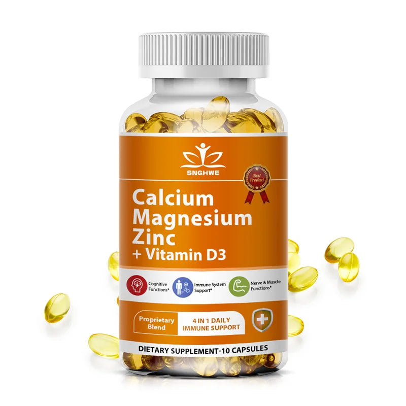 Supplément Calcium Magnésium Zinc D3 - Calcium 1000mg - Magnésium 400mg - Zinc 25mg Plus Vitamine D3 |   Non OGM |   Sans gluten