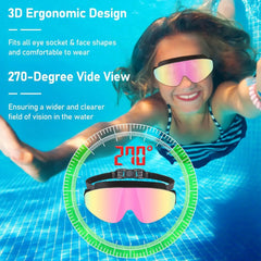 Lunettes de natation polarisées pour enfants de 4 à 16 ans, avec spray de brouillard, bouchon d'oreille à clip antarctique, vue large, anti-buée et anti-fuite
